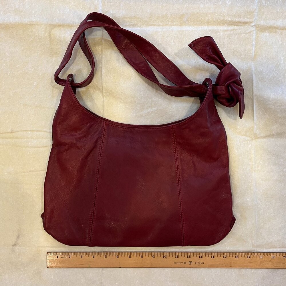 Burgundy/Red Genuine Leather Hobo bag from Italy